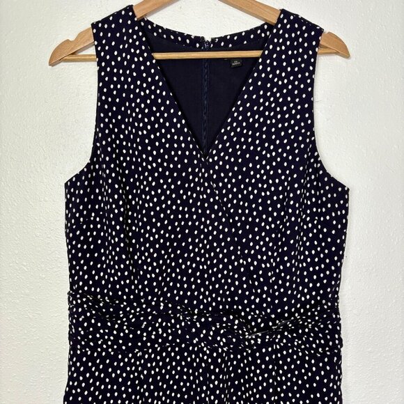 Ann Taylor Black and White Dotted Wide Leg Sleeveless Jumpsuit Size: 12 - Picture 3 of 13